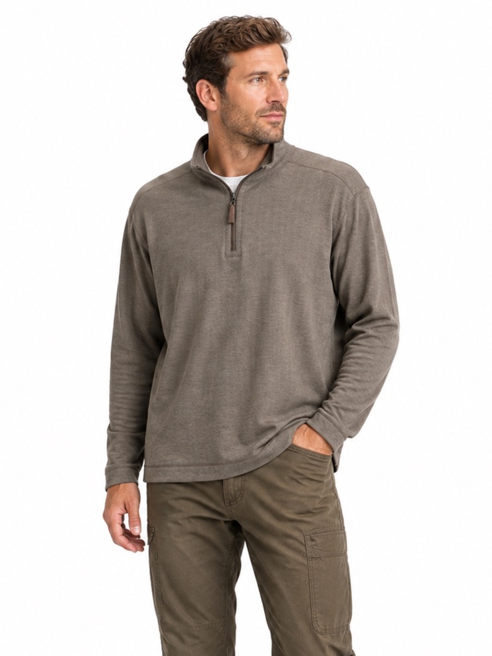 Nicoby Reversible Quarter Zip Pullover XXL Brown Modern Prep Fall Menswear